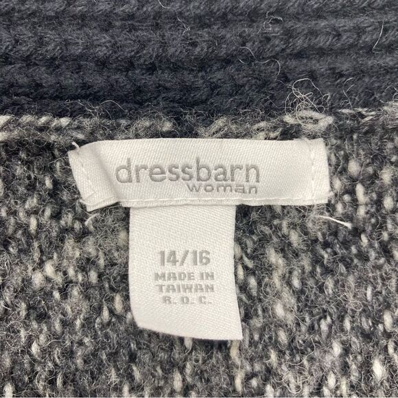 Dressbarn Cozy Fuzzy Knit Cardigan 14/16 One-Button Black Gray Ombre Sweater - Picture 4 of 7